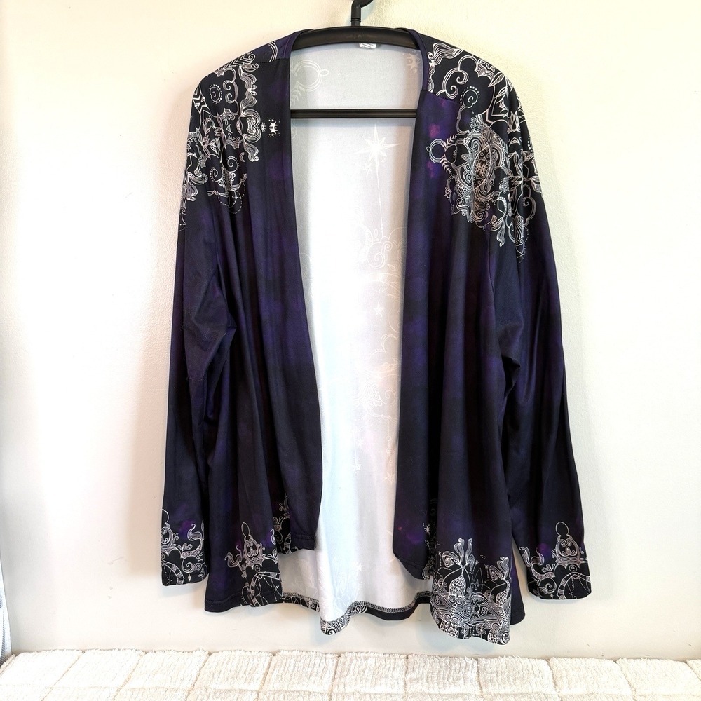 Chaos Monkey Celectial Moon Duster Open Cardigan 3XL Vibrant Print Boho Festival